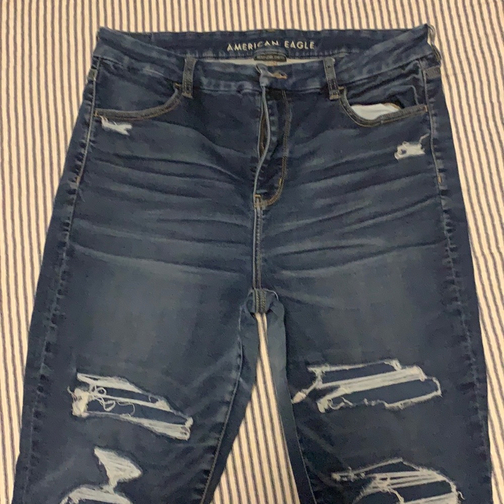 American Eagle next level stretch skinny jeans, distressed, no holes